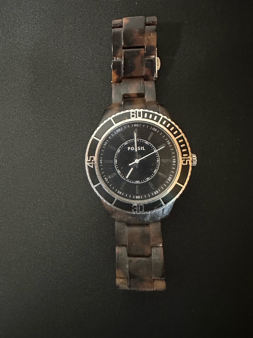 Fossil Womens ES-2454 Black Crystals Semi-Transparent Resin Watch